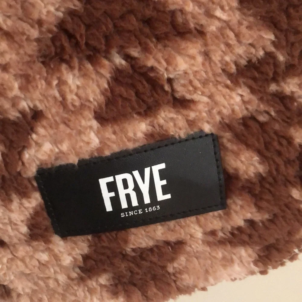 Frye Tan and Brown Geometric Sherpa Throw Blanket